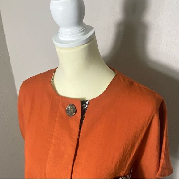 Vintage 80's Cricket Lane Rust Orange Button Front Blouse Women's Size Large - Picture 14 of 15
